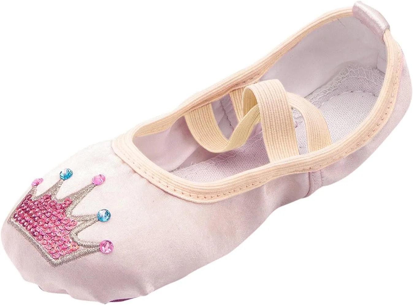 Girls Ballet Shoes Glitter Split-Sole Dance Slippers Soft Lightweight with Elastic Laces for Performance Gymnastics
