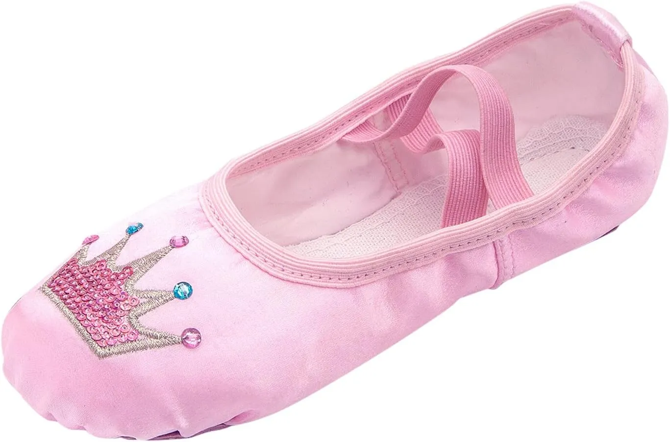 Girls Ballet Shoes Glitter Split-Sole Dance Slippers Soft Lightweight with Elastic Laces for Performance Gymnastics