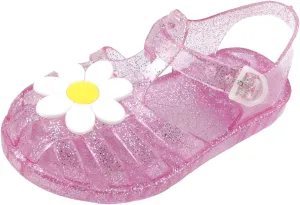 Girls Kids Flower Jelly Sandals Summer Dress Jellies Shoes With Strap Closed Toe Soft Beach Pool Shoes Casual