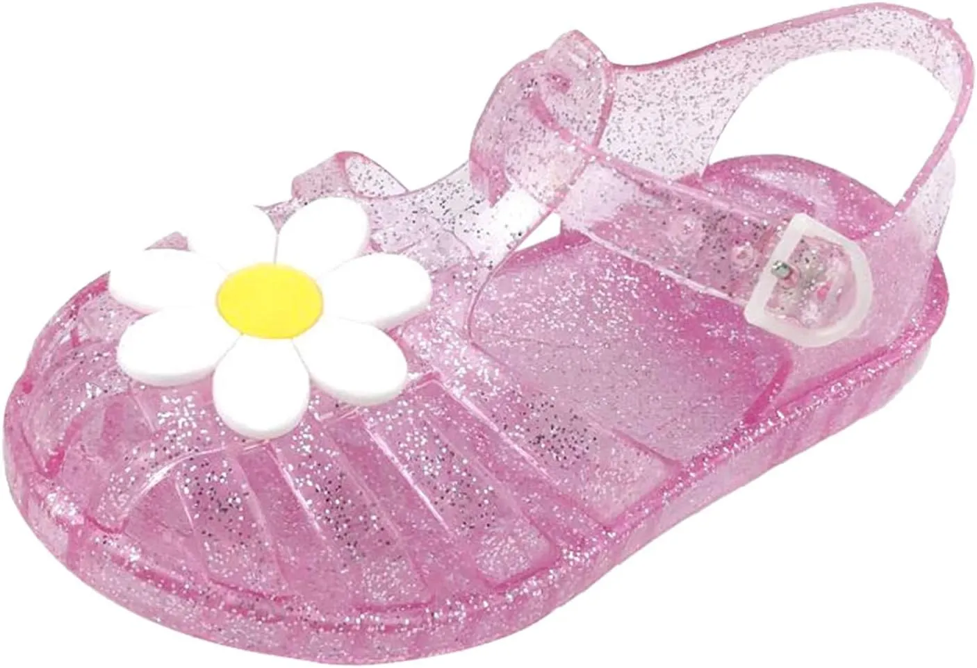 Girls Kids Flower Jelly Sandals Summer Dress Jellies Shoes With Strap Closed Toe Soft Beach Pool Shoes Casual