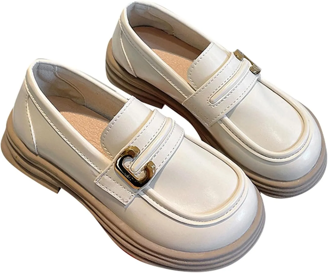 Girls Loafers Chunky Platform Classic Dress Shoes Little Kid PU Leather Rubber Sole Oxford School Mary Janes