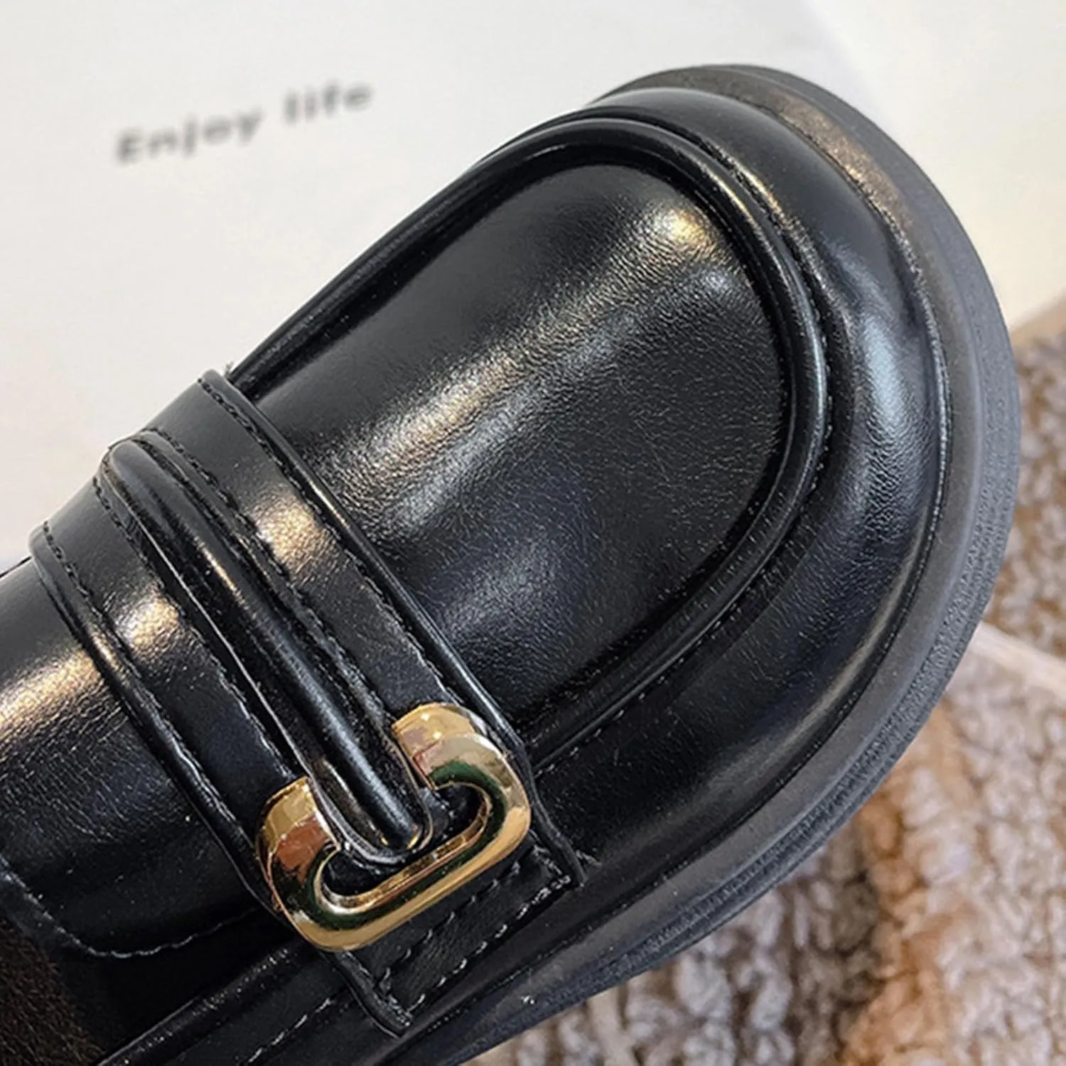 Girls Loafers Chunky Platform Classic Dress Shoes Little Kid PU Leather Rubber Sole Oxford School Mary Janes