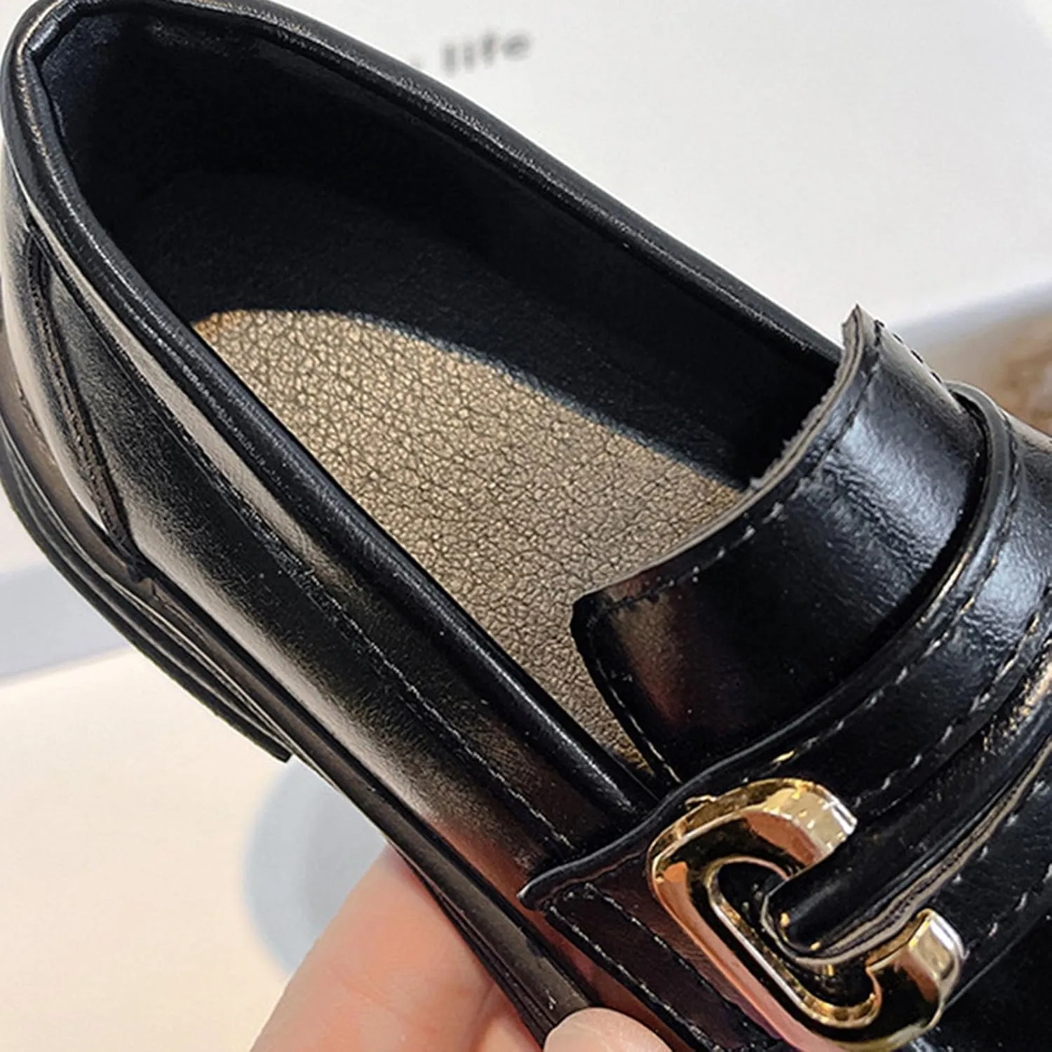 Girls Loafers Chunky Platform Classic Dress Shoes Little Kid PU Leather Rubber Sole Oxford School Mary Janes