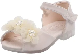 Girls Shoes Toddler Baby Flower Pearl Sandals Kids Party Dress Shoes Lightweight Open Toe Leather Summer Sandals