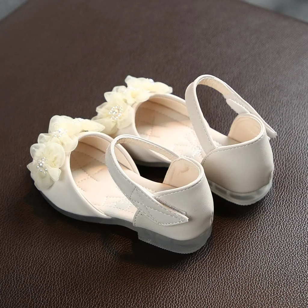 Girls Shoes Toddler Baby Flower Pearl Sandals Kids Party Dress Shoes Lightweight Open Toe Leather Summer Sandals