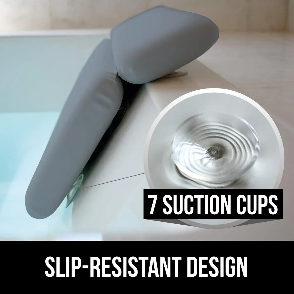 Gorilla Grip Comfort Slip Resistant Large Thick Soft Waterproof Relaxing Spa Bath Pillow, Fits Curved or Straight Back Tubs, Cushion Support Head and Neck in Tub, Bathtub Accessory, 2 Panel, Gray