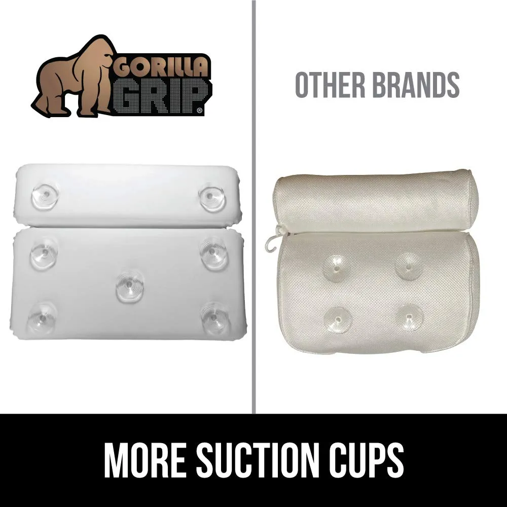 Gorilla Grip Comfort Slip Resistant Large Thick Soft Waterproof Relaxing Spa Bath Pillow, Fits Curved or Straight Back Tubs, Cushion Support Head and Neck in Tub, Bathtub Accessory, 2 Panel, Gray