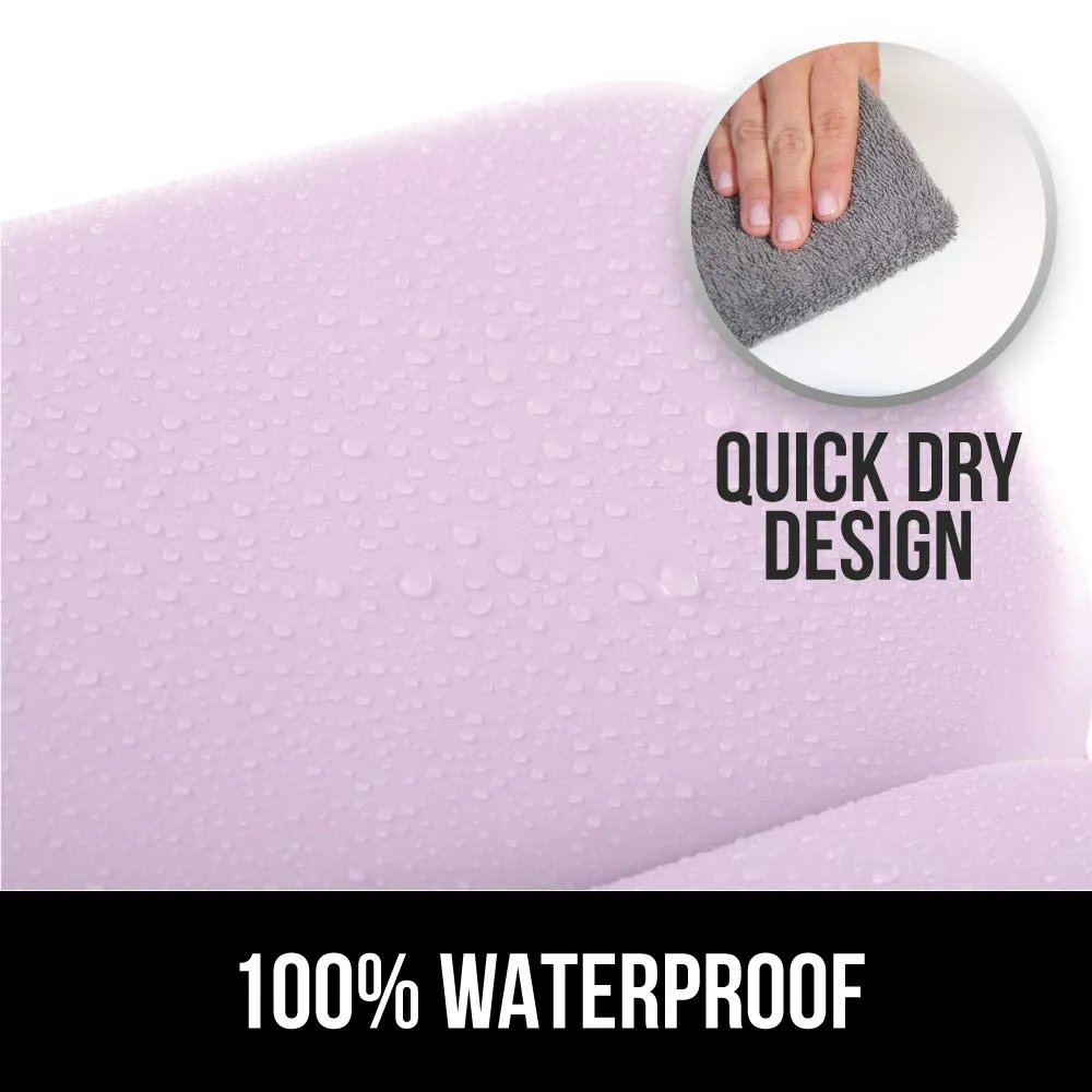 Gorilla Grip Comfort Slip Resistant Large Thick Soft Waterproof Relaxing Spa Bath Pillow, Fits Curved or Straight Back Tubs, Cushion Support Head and Neck in Tub, Bathtub Accessory, 3 Panel, Pink