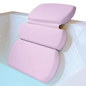 Gorilla Grip Comfort Slip Resistant Large Thick Soft Waterproof Relaxing Spa Bath Pillow, Fits Curved or Straight Back Tubs, Cushion Support Head and Neck in Tub, Bathtub Accessory, 3 Panel, Pink