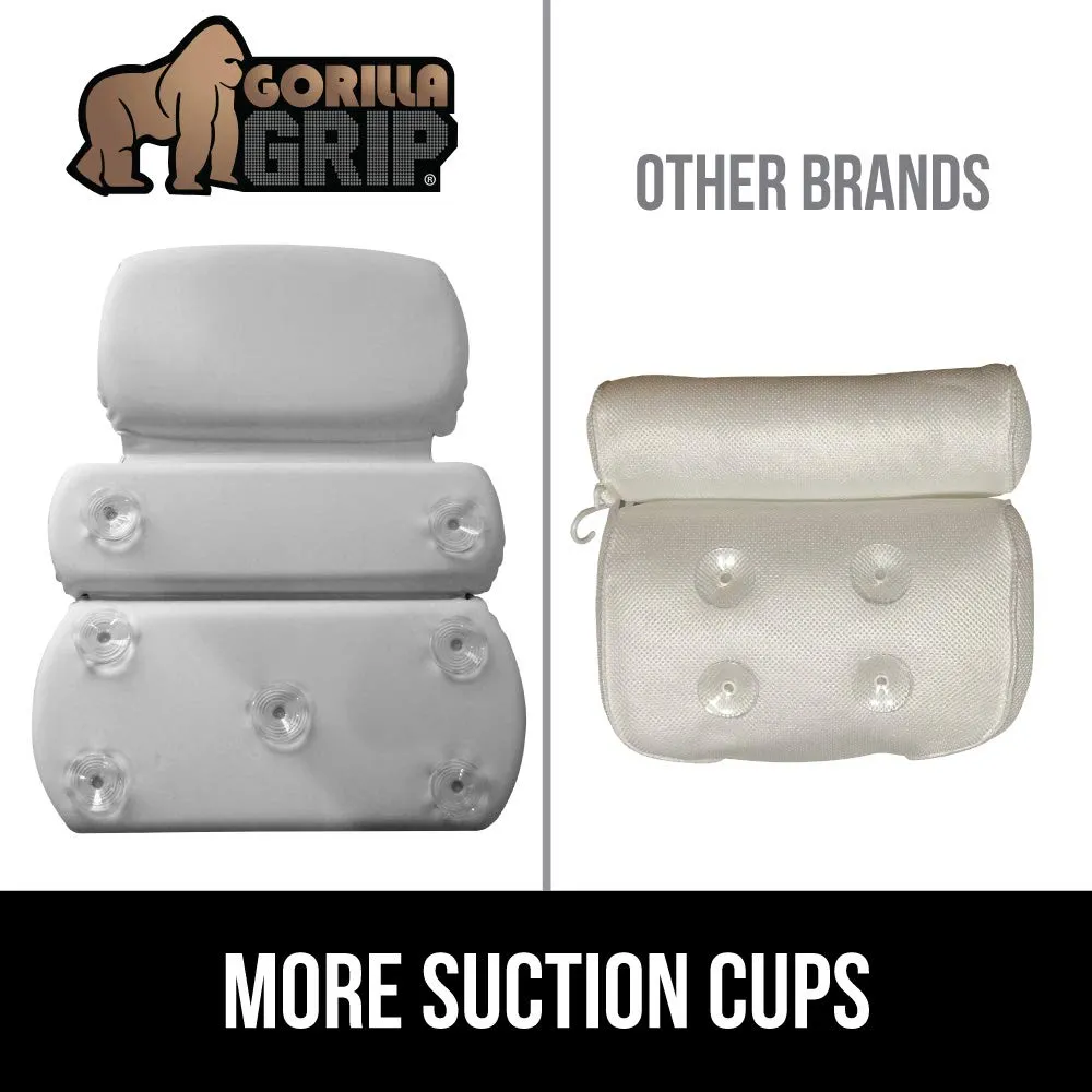 Gorilla Grip Comfort Slip Resistant Large Thick Soft Waterproof Relaxing Spa Bath Pillow, Fits Curved or Straight Back Tubs, Cushion Support Head and Neck in Tub, Bathtub Accessory, 3 Panel, Pink