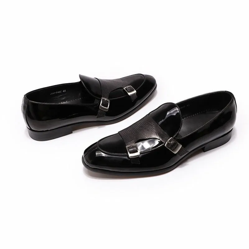 Hand-Crafted Sheepskin Lined Monk-Strap Cowhide Slip-Ons