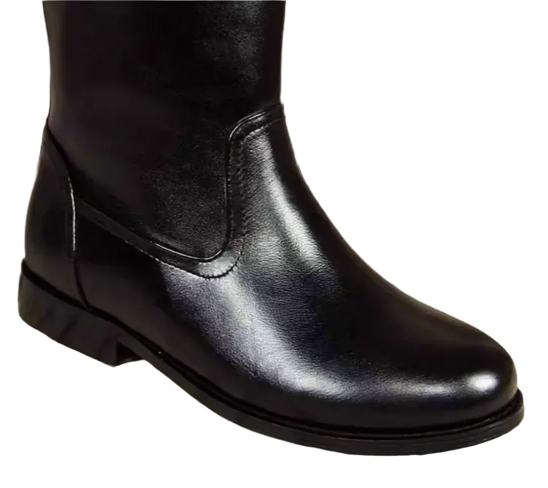 Handmade Regency Era Men Boots – Men’s Knight Boots with Low Heel and Zipper Closure