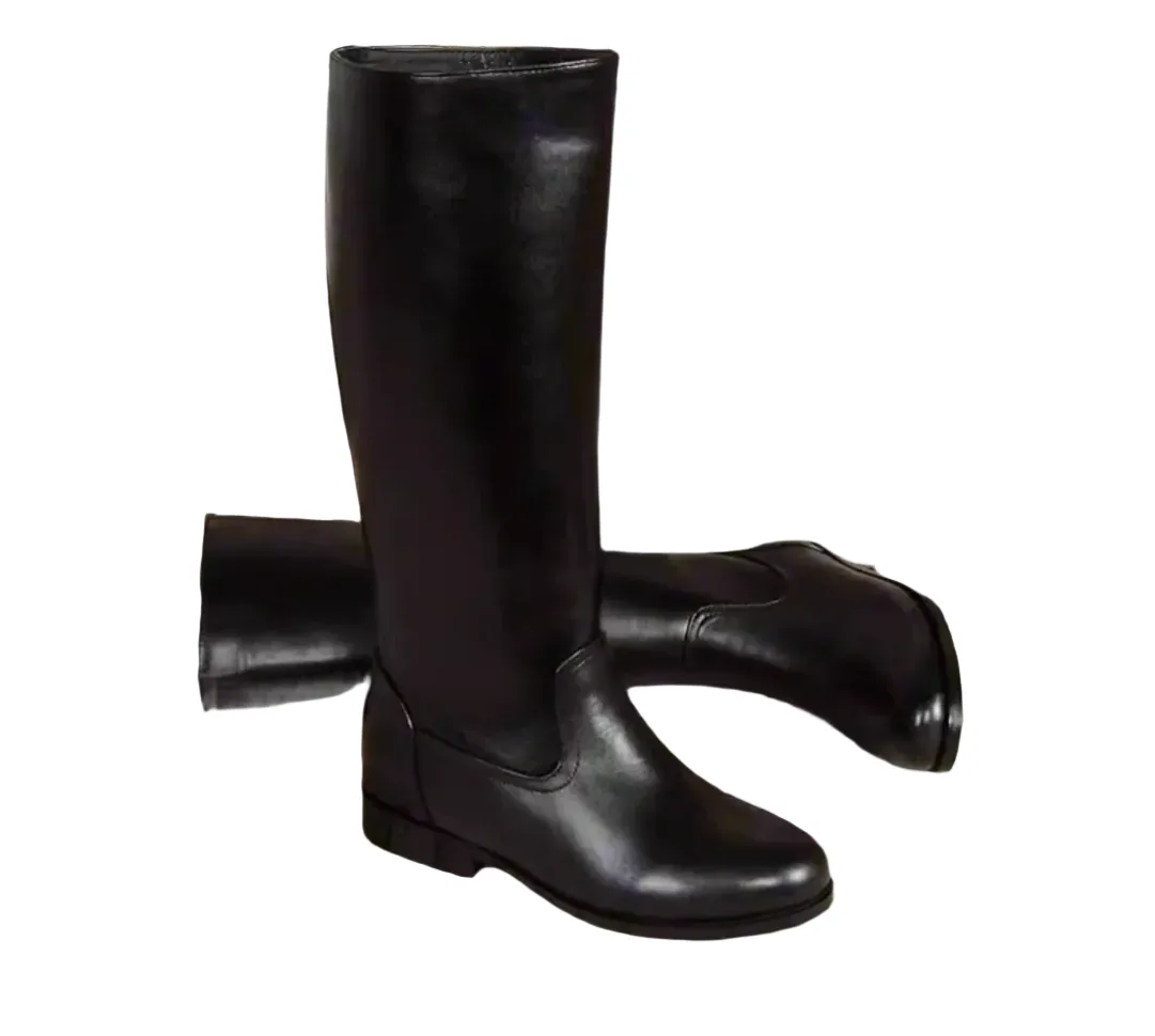 Handmade Regency Era Men Boots – Men’s Knight Boots with Low Heel and Zipper Closure