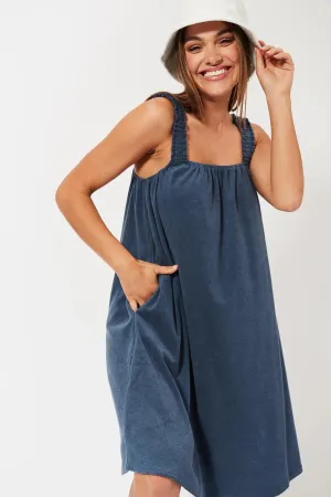 Haven Maluka tank terry towelling dress Indigo