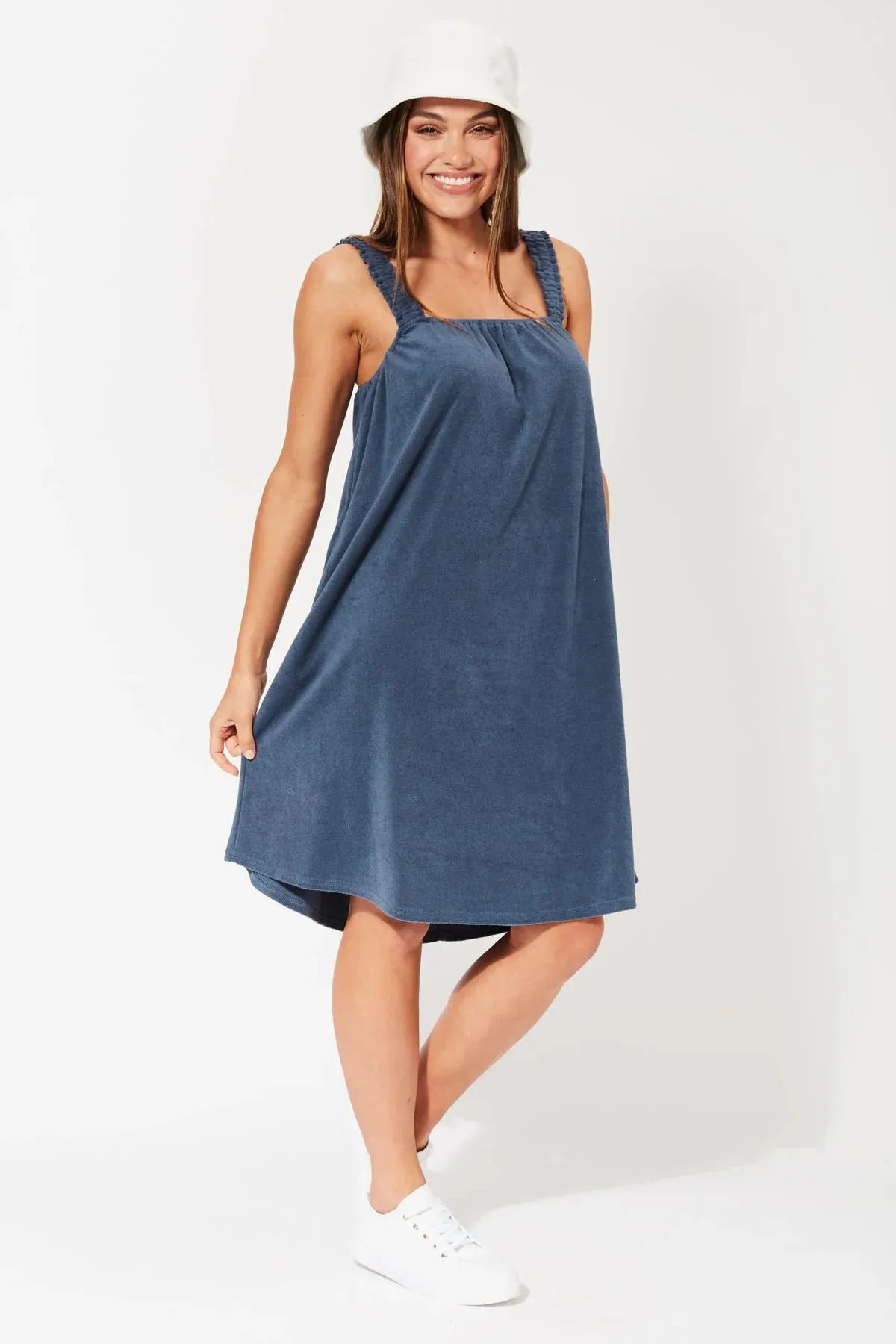 Haven Maluka tank terry towelling dress Indigo