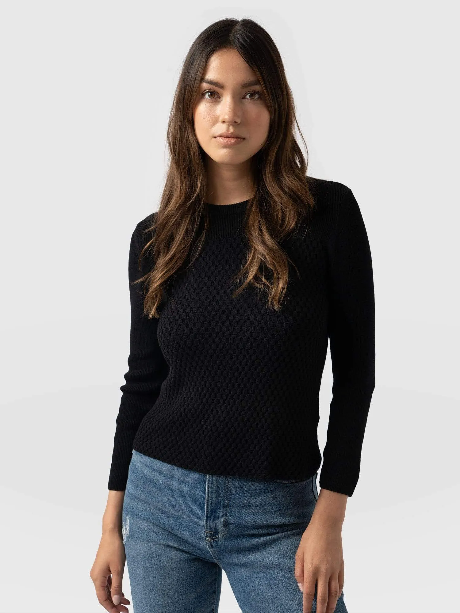 Honeycomb Rib Jumper - Black