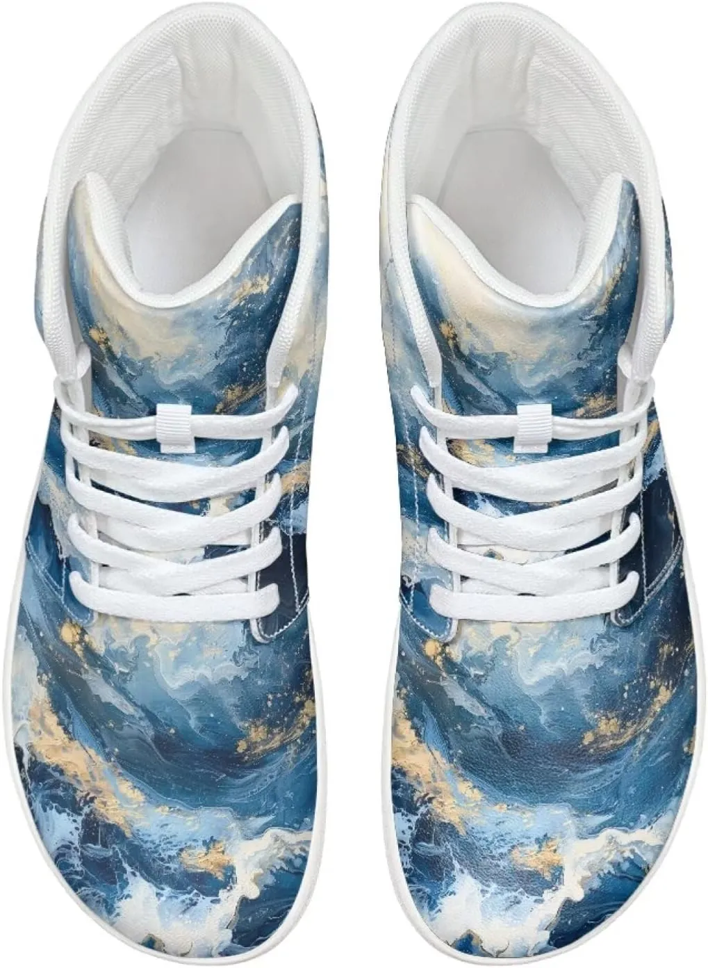 Howilath Marble Print High Top Shoes for Men Women, Anti-Skid Barefoot Sneakers Wide Toe Walking Shoes
