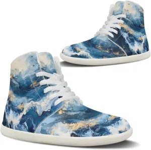 Howilath Marble Print High Top Shoes for Men Women, Anti-Skid Barefoot Sneakers Wide Toe Walking Shoes