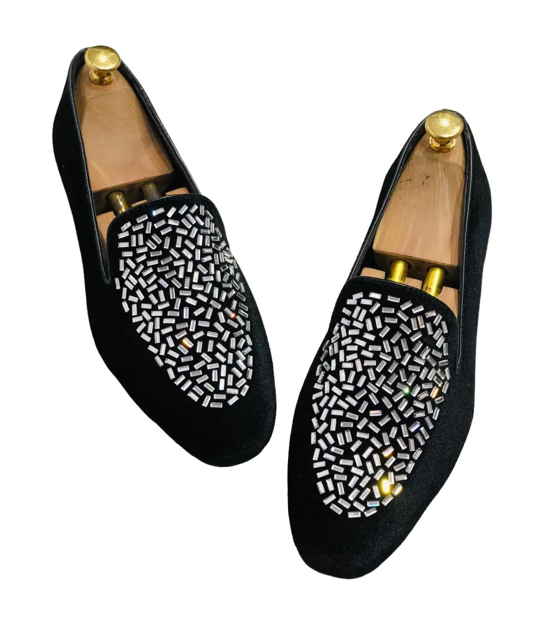 Jack Marc Shimmer Rhinestone Suede Moccasin Loafer For Men