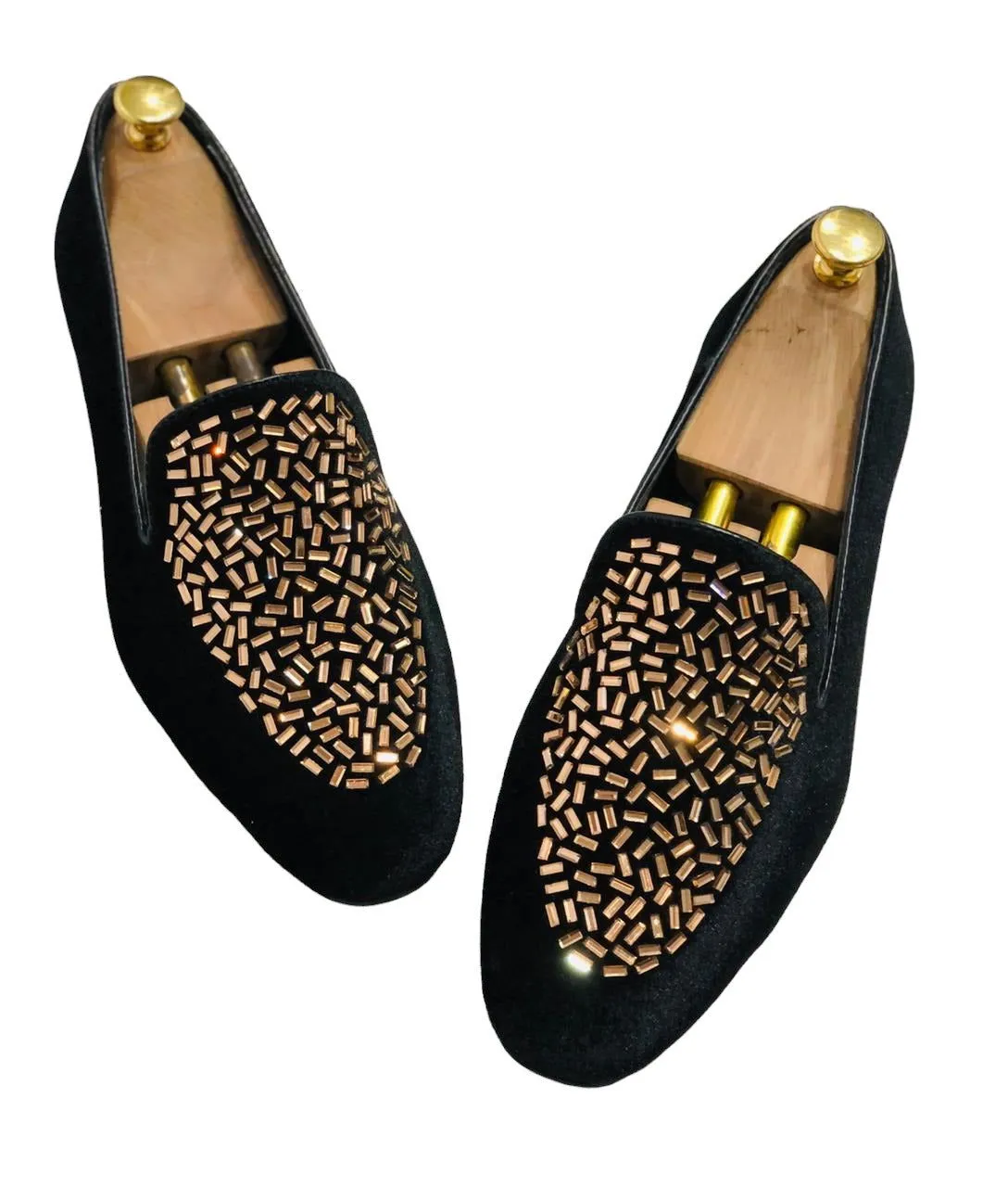 Jack Marc Shimmer Rhinestone Suede Moccasin Loafer For Men