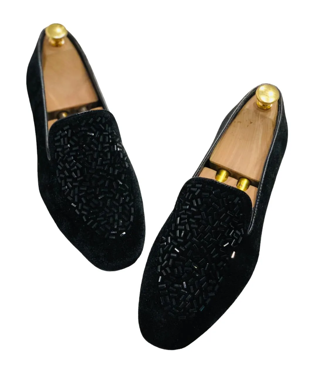Jack Marc Shimmer Rhinestone Suede Moccasin Loafer For Men