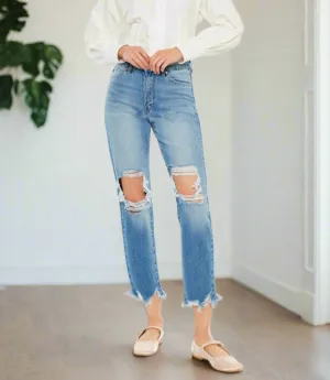 Jamie Distressed Frayed Cropped Jeans | Kancan