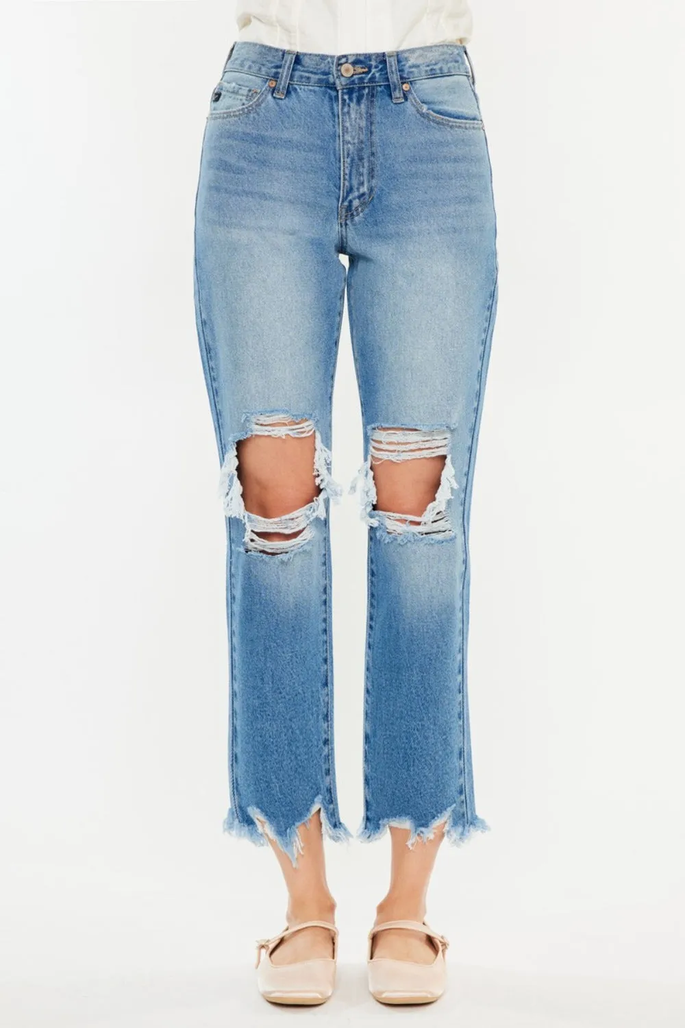 Jamie Distressed Frayed Cropped Jeans | Kancan