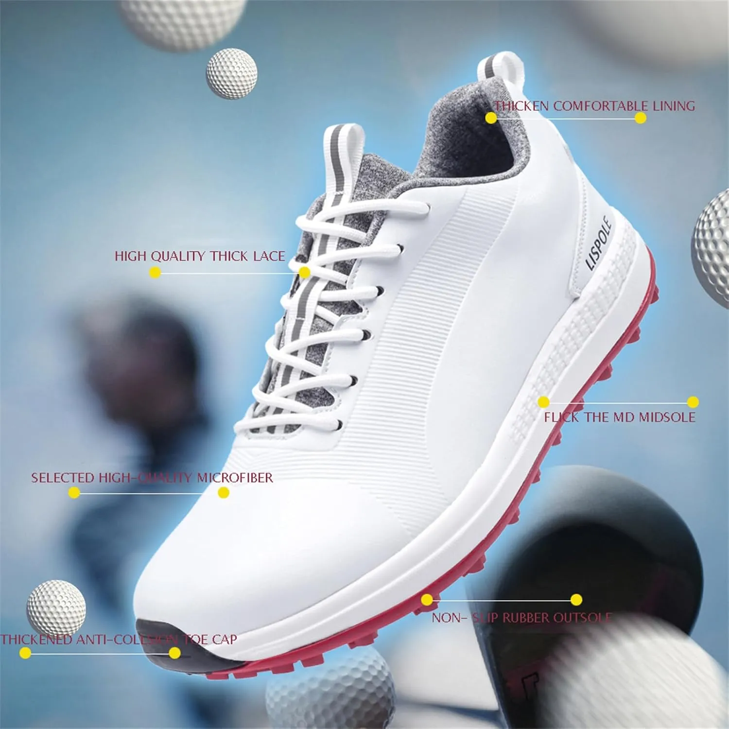 JiuQing Golf Shoes Men Waterproof Professional Golfing Trainers Spikeless Outdoor Anti Slip Walking Footwear