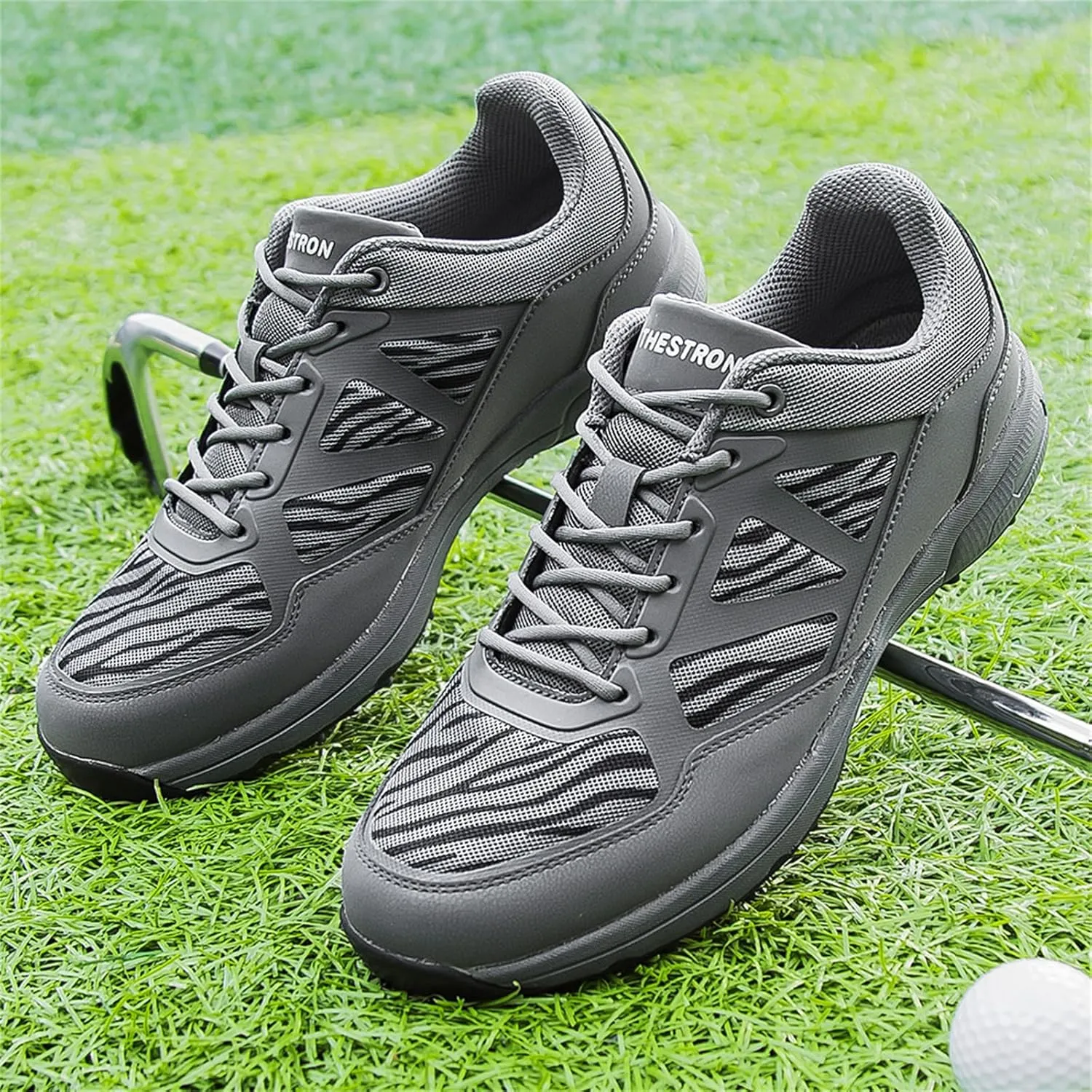 JiuQing Men Golf Shoes Breathable Spikeless Professional Golfing Trainers Outdoor Anti Slip