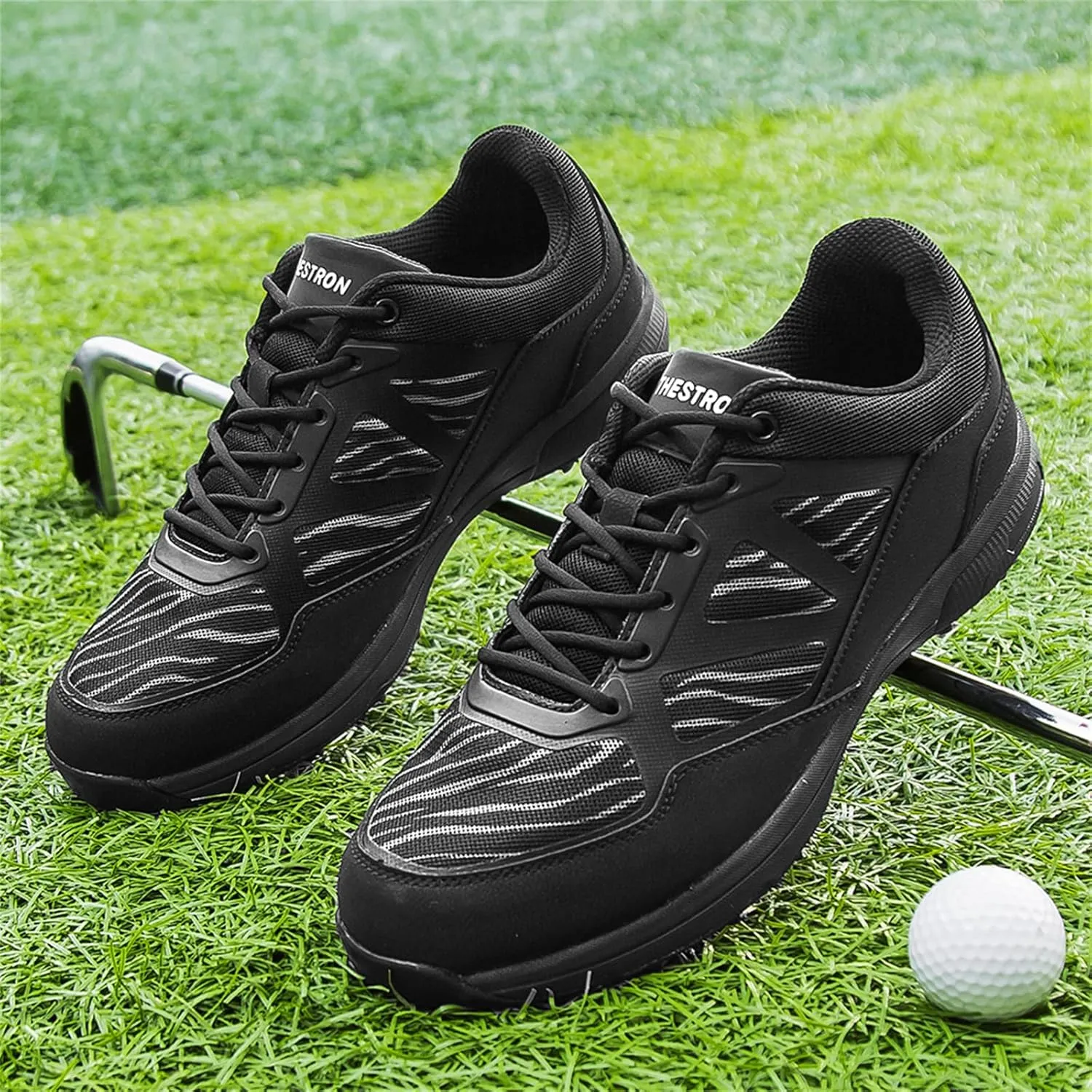 JiuQing Men Golf Shoes Breathable Spikeless Professional Golfing Trainers Outdoor Anti Slip