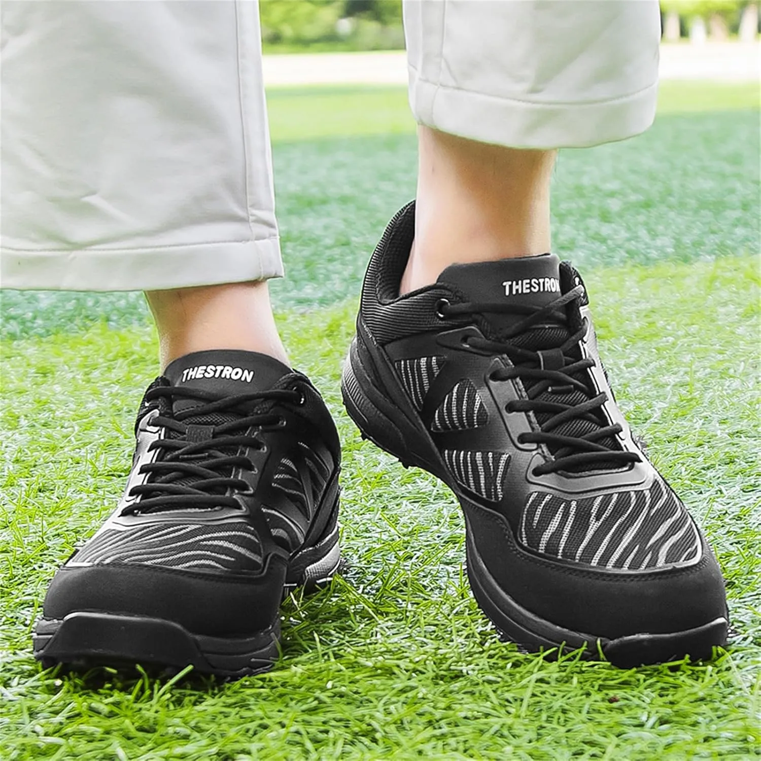JiuQing Men Golf Shoes Breathable Spikeless Professional Golfing Trainers Outdoor Anti Slip
