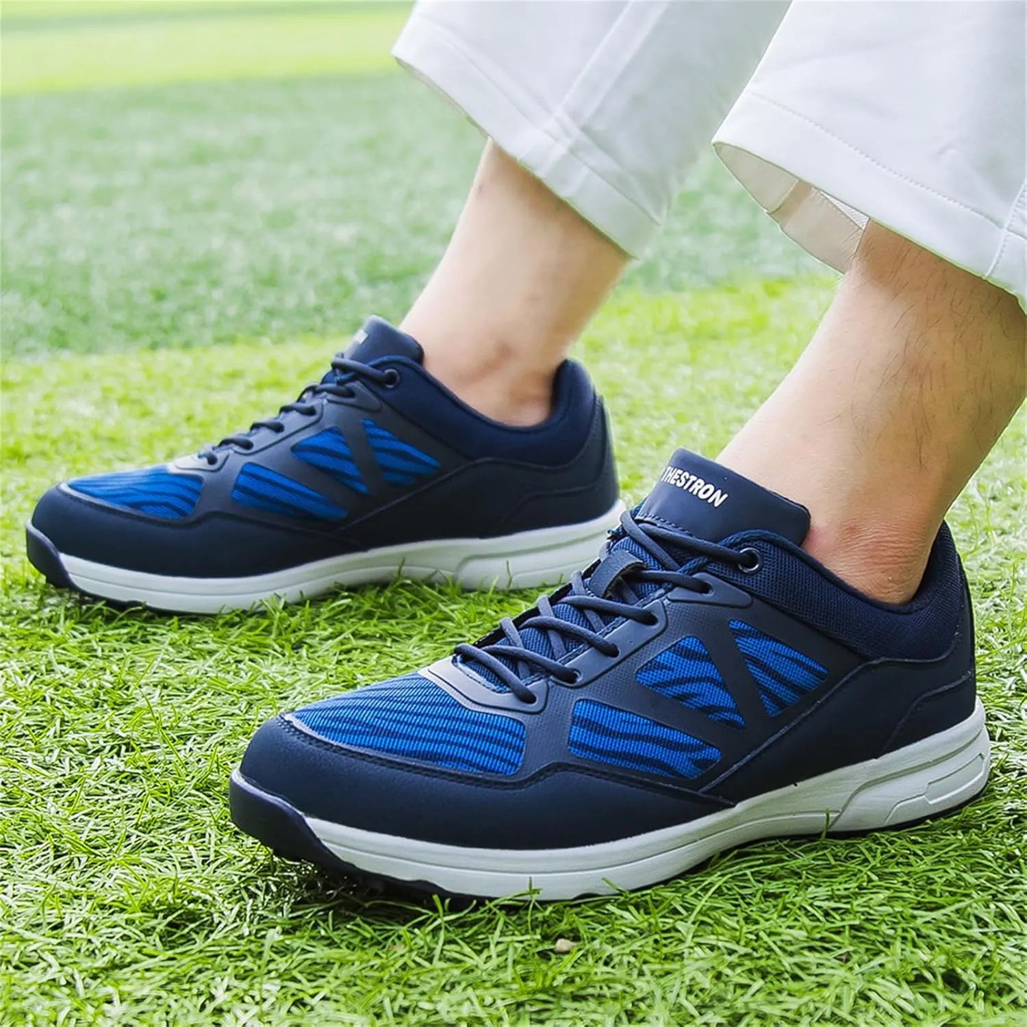 JiuQing Men Golf Shoes Breathable Spikeless Professional Golfing Trainers Outdoor Anti Slip