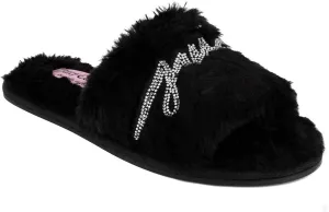 Juicy Couture Women's Plush Faux Fur Slippers  Cozy Open-Toe Slides, Soft Indoor/Outdoor House Shoes