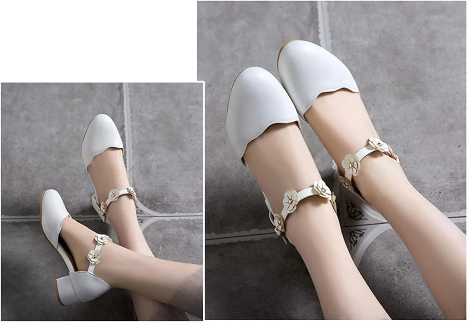 Kids Girls Mary Jane Dress Shoes Pumps Low Heels Flower Strap High School Prom Shoes Bridesmaid Summer Sandals