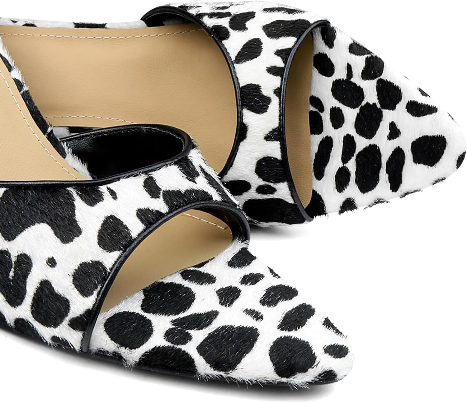 Leopard Kitten Heels Pointed Toe Mule Heels for Women Open Toe Kitten Heel for Party Dressy Wedding