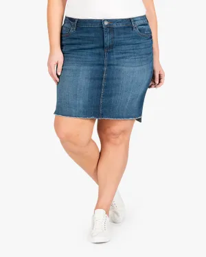 Lila Frayed Hem Denim Skirt | Medium Wash