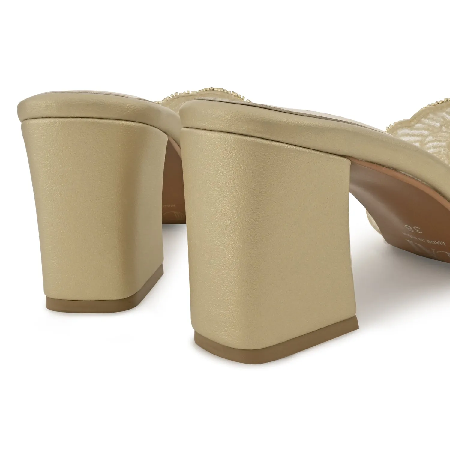 Liza Gold Beaded Heels