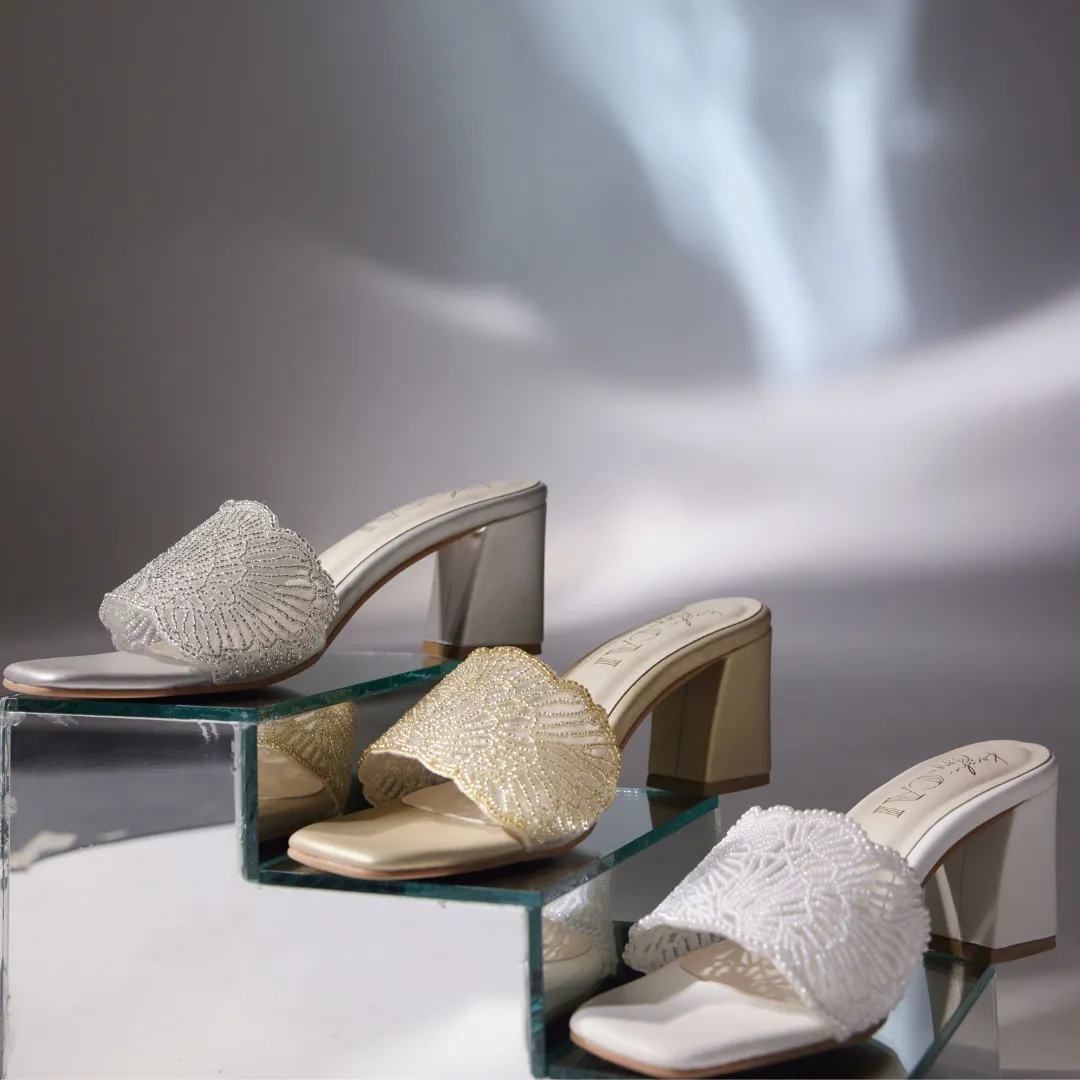 Liza Gold Beaded Heels
