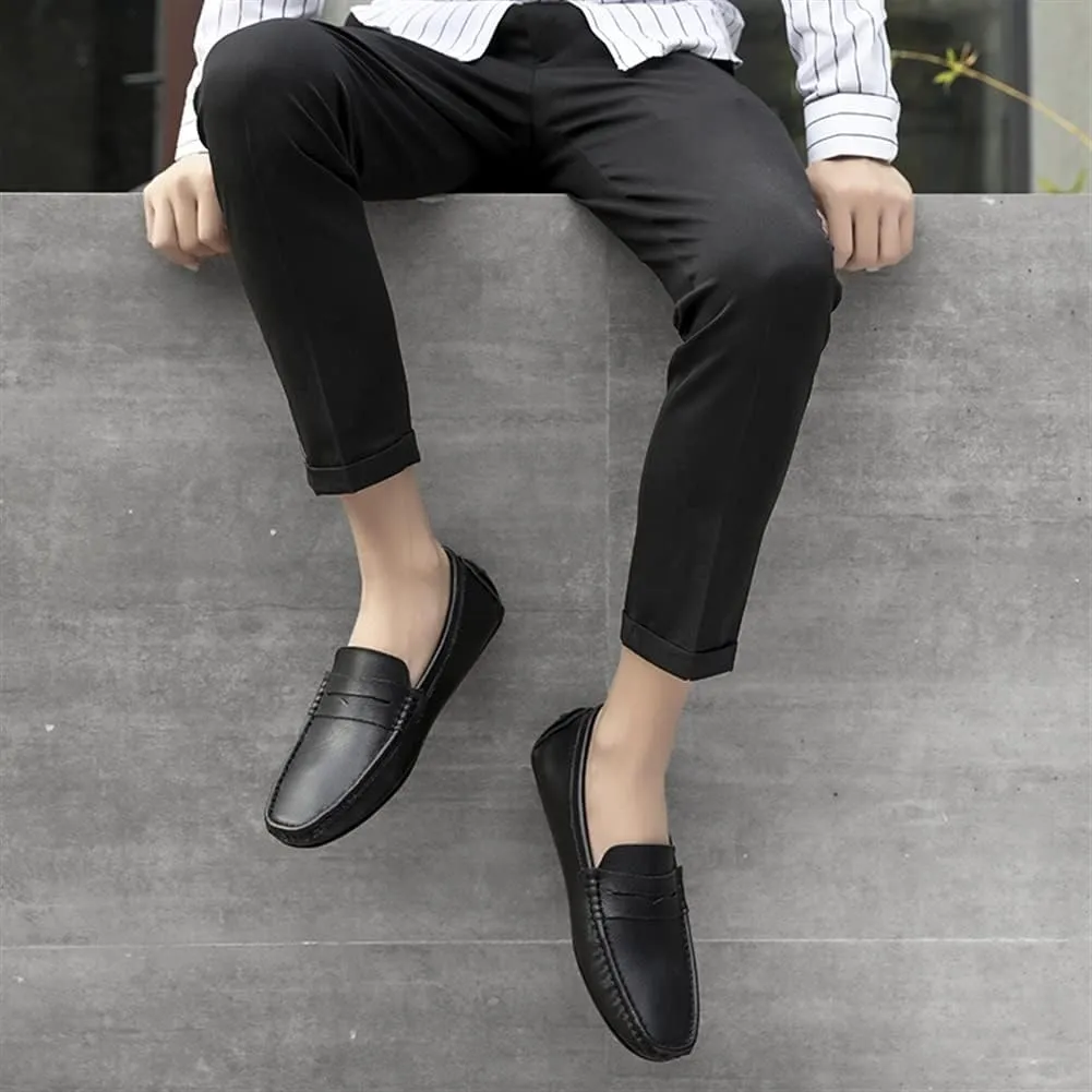 Loafer Shoes for Men Genuine Leather Stitching Details Penny Loafer Flat Heel Comfortable Flexible Driving Slip On for Any Attire