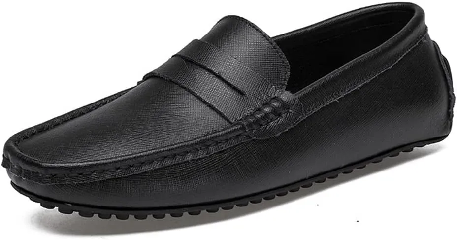 Loafer Shoes for Men Genuine Leather Stitching Details Penny Loafer Flat Heel Comfortable Flexible Driving Slip On for Any Attire