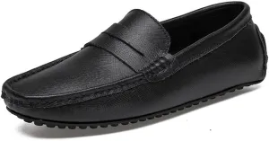 Loafer Shoes for Men Genuine Leather Stitching Details Penny Loafer Flat Heel Comfortable Flexible Driving Slip On for Any Attire