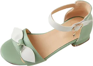 Low Heel Closed Toe Ankle Strap Sandals for Kids Girls Buckle Strap Prom Dress Shoes for School Dance Performance