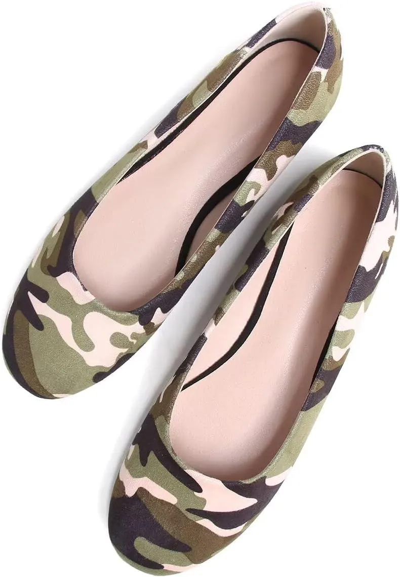 LUXINYU Women Candy Color Comfortable Round Toe Slip on Suede Ballet Flats Low Heel Office Shoes Casual Shoes