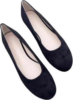 LUXINYU Women Candy Color Comfortable Round Toe Slip on Suede Ballet Flats Low Heel Office Shoes Casual Shoes