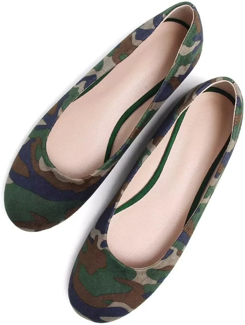 LUXINYU Women Candy Color Comfortable Round Toe Slip on Suede Ballet Flats Low Heel Office Shoes Casual Shoes