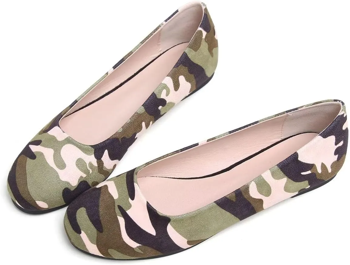 LUXINYU Women Candy Color Comfortable Round Toe Slip on Suede Ballet Flats Low Heel Office Shoes Casual Shoes