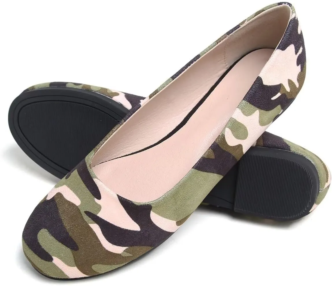 LUXINYU Women Candy Color Comfortable Round Toe Slip on Suede Ballet Flats Low Heel Office Shoes Casual Shoes