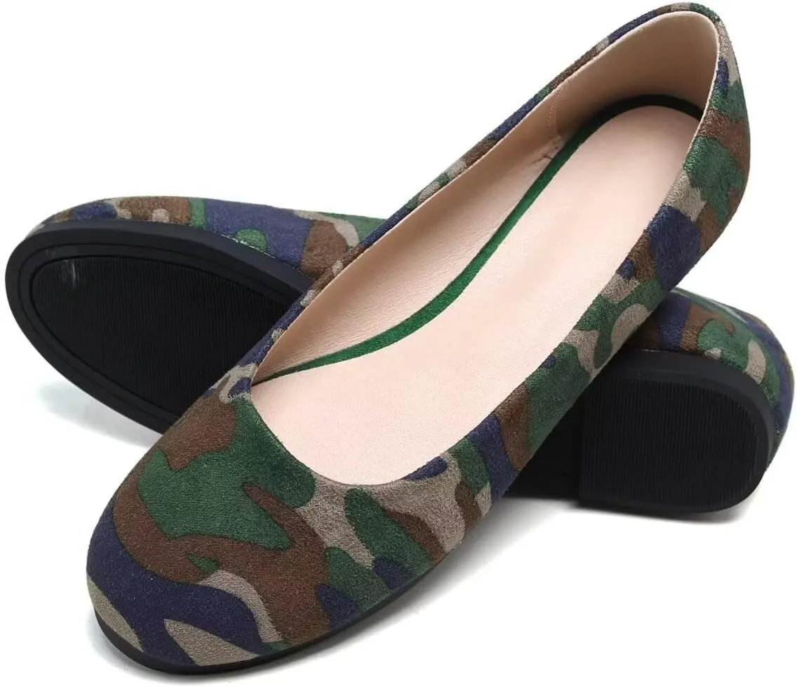 LUXINYU Women Candy Color Comfortable Round Toe Slip on Suede Ballet Flats Low Heel Office Shoes Casual Shoes