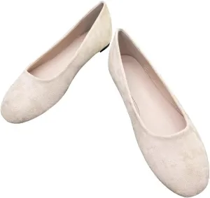 LUXINYU Women Candy Color Comfortable Round Toe Slip on Suede Ballet Flats Low Heel Office Shoes Casual Shoes
