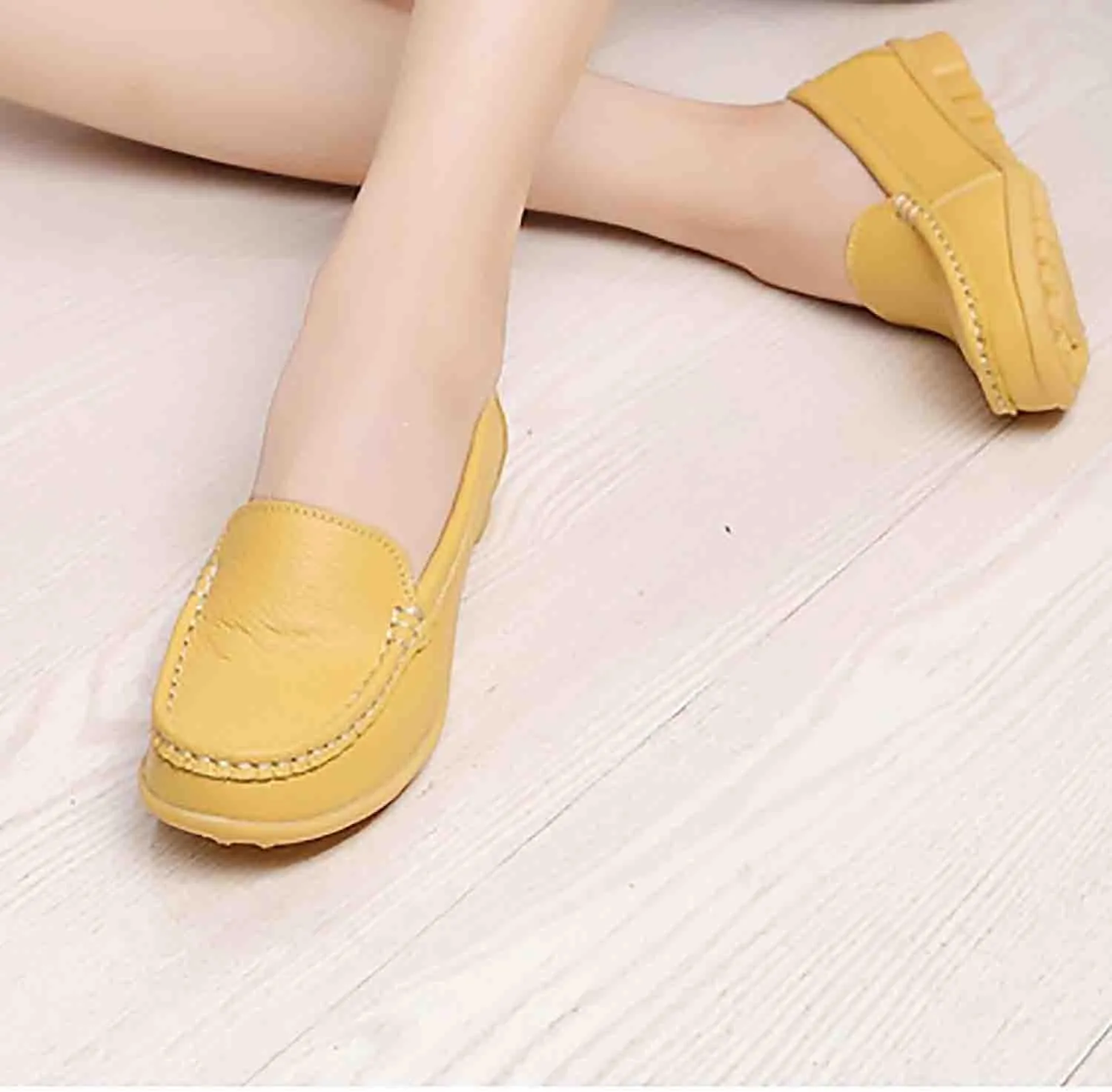MEBAMY Women's Casual Platform Loafers Lightweight and Non-Slip Wedge Fashion Slip-On Sneaker for Women,White